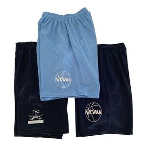 Basketball Shorts Lot Men S / Boys L Navy & Light Blue 3 Pairs Mixed Brands Logo